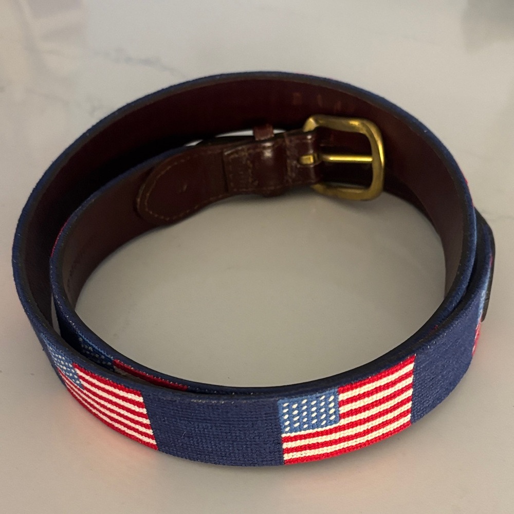 Stylish Blue and Brown Belt with American Flag Design